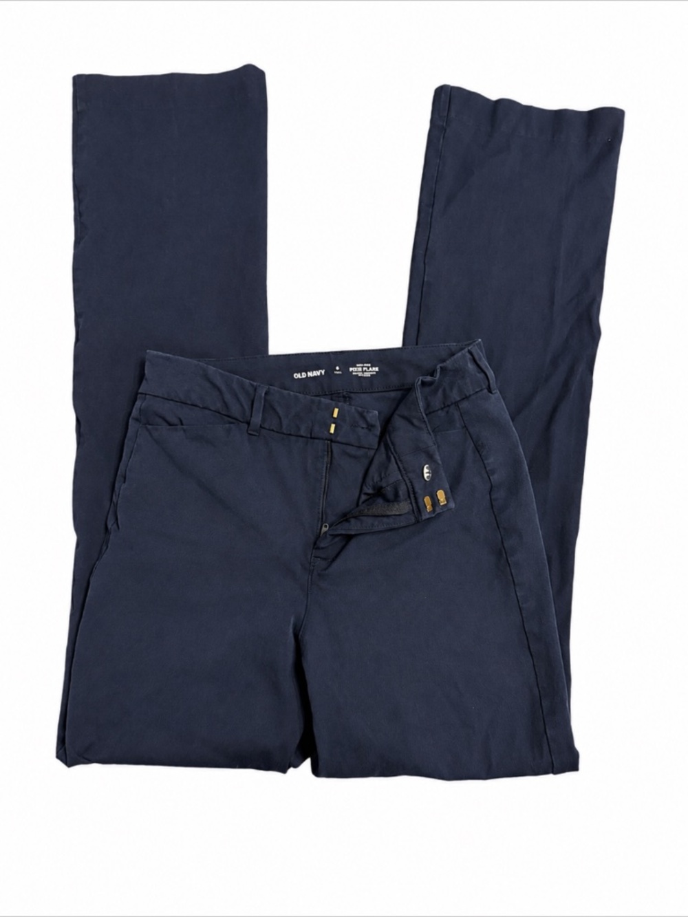 Old Navy High Rise Pixie Flare Pants Navy Blue Size 6 Tall - Picture 1 of 8